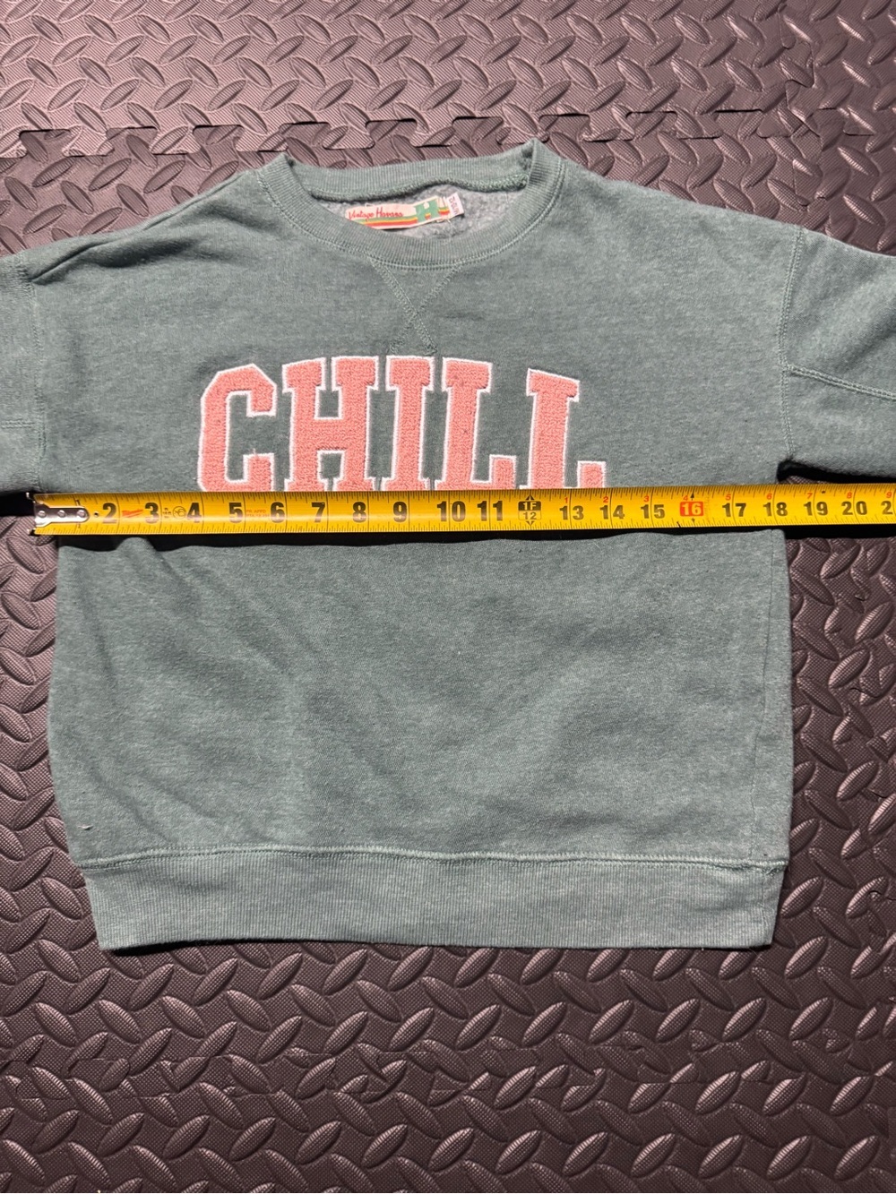 Vintage Havana Girls Chill Crewneck Sweatshirt Green Pink Size M 10/12 - Picture 9 of 11